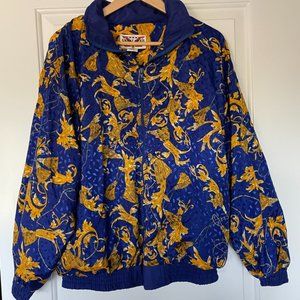 Vintage 90s Baroque Windbreaker Blue/Gold by Great Gear Co. Costume/Film-Ready M